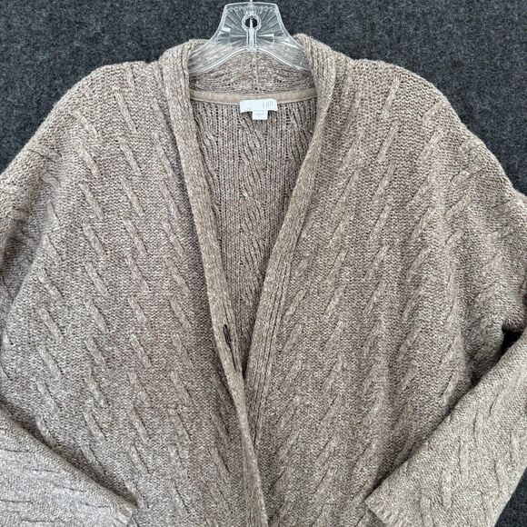 J.Jill Sweater Womens Small Beige Open Front Cardigan Textured Knit Alpaca Blend - Picture 2 of 8